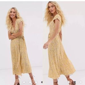 & Other Stories, yellow floral maxi wrap dress, size 6